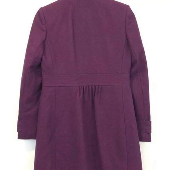 J.Crew Factory Size 6 Skirted Dress Coat Peacoat Wool Purple Mid Length Tailored - Picture 3 of 8